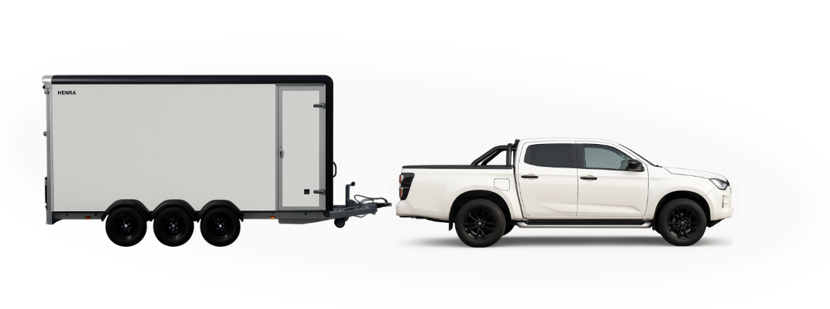 Pickup met aanhanger (BE-combinatie) voor transport naar Scandinavië