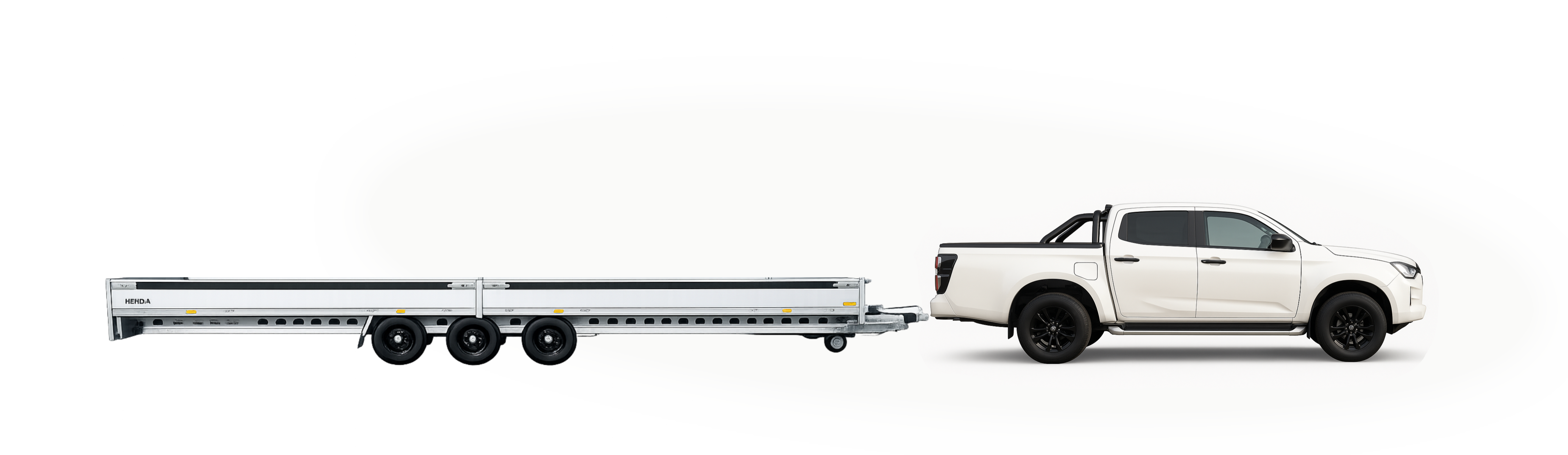 Pickup met aanhanger (BE-combinatie) voor direct transport naar Zweden en Scandinavië